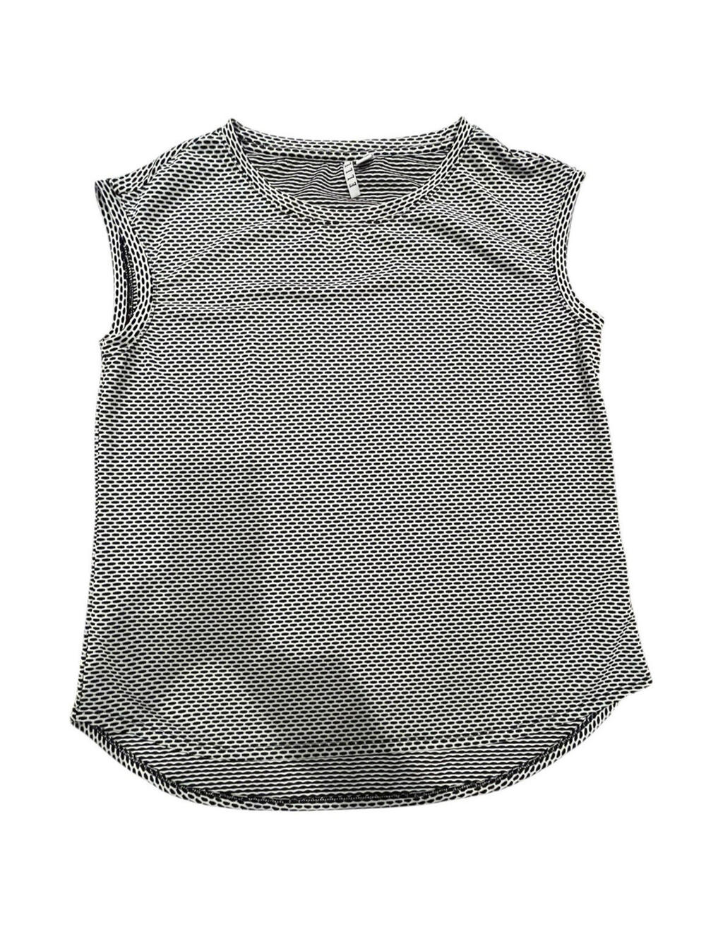 Elle Sleeveless Blouse Womens Medium White With Black Pattern 2692.3